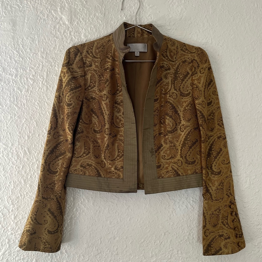 Badgley Mischka jacket gold with bell wrist detail
